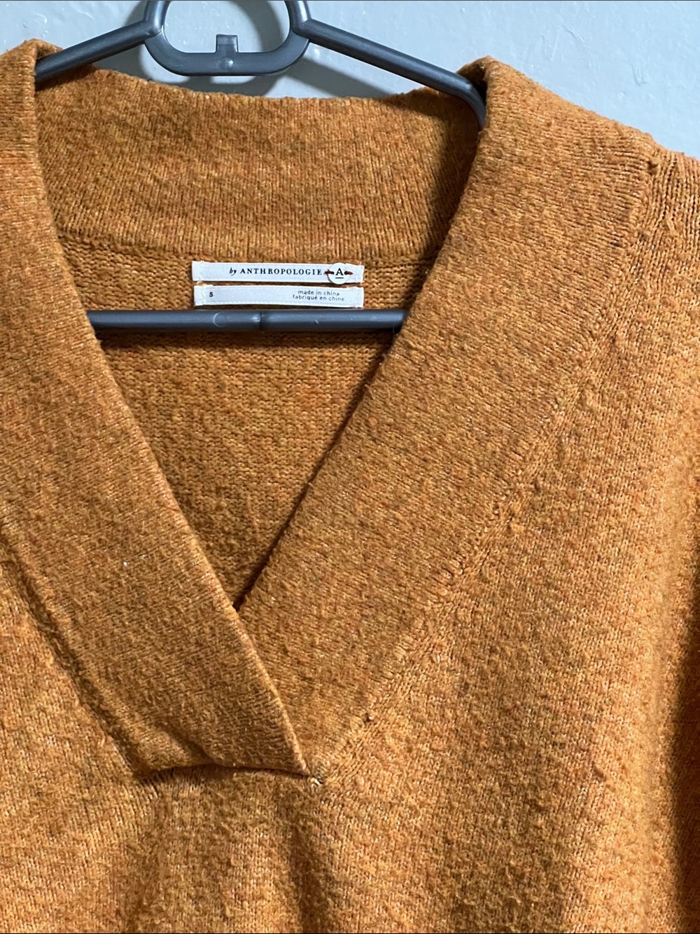 by Anthropologie Cross V-Neck Sweater Dolman Sleeve Orange Women’s boxy Cozy - Picture 4 of 5